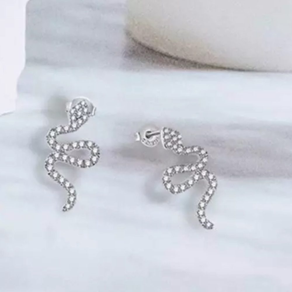 18k GF CZ snake earrings - Picture 5 of 6